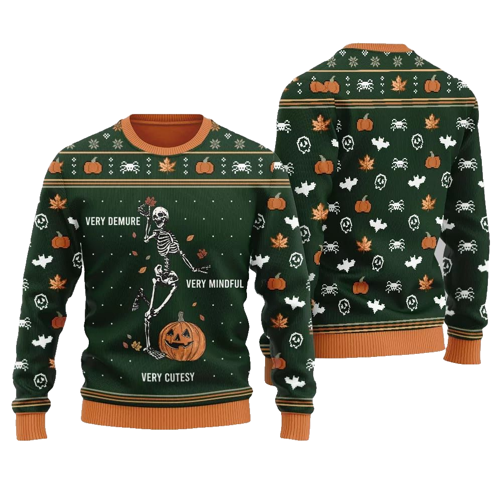 Very Demure Skeleton Ugly Sweater Christmas 2026 - Moonbestprint