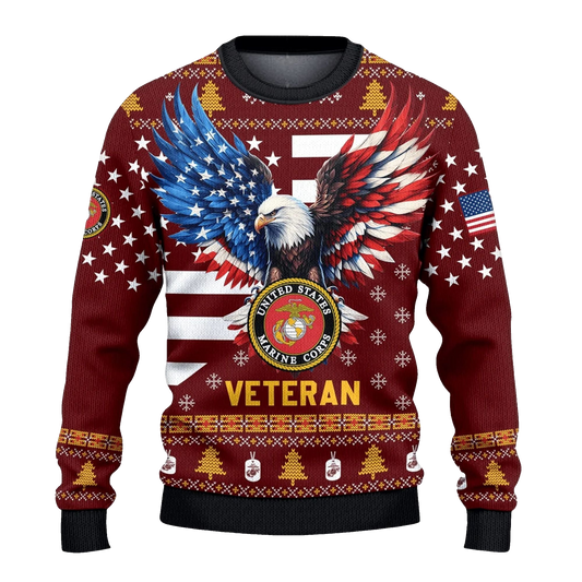 USMC Veteran Ugly Sweater 2026 Christmas - Moonbestprint