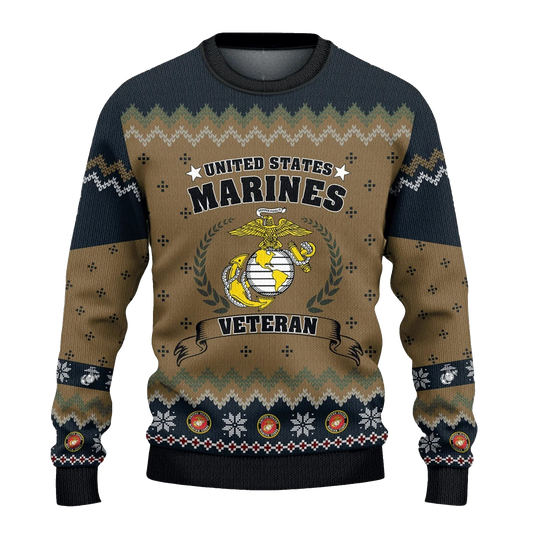 US Marine Veteran Ugly Sweater 2026 Christmas - Moonbestprint