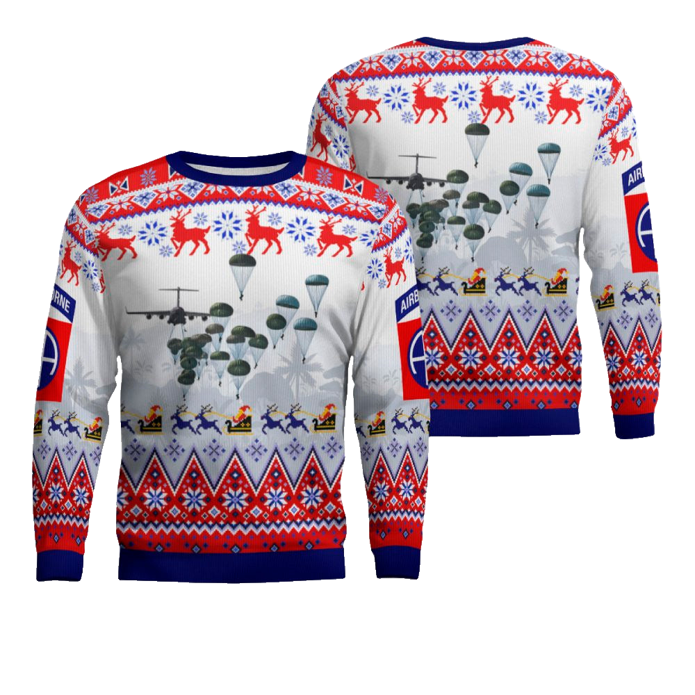 Us Army Paratroopers With The 82Nd Airborne Division Parachute Red Ugly Christmas Sweater – Moonbestprint