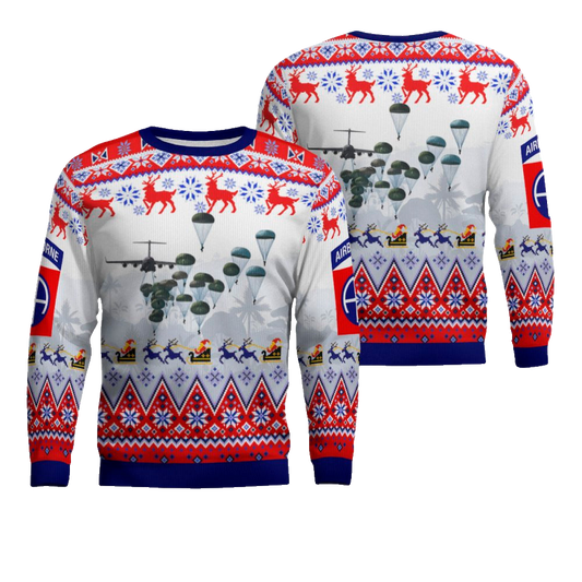 Us Army Paratroopers With The 82Nd Airborne Division Parachute Red Ugly Christmas Sweater – Moonbestprint