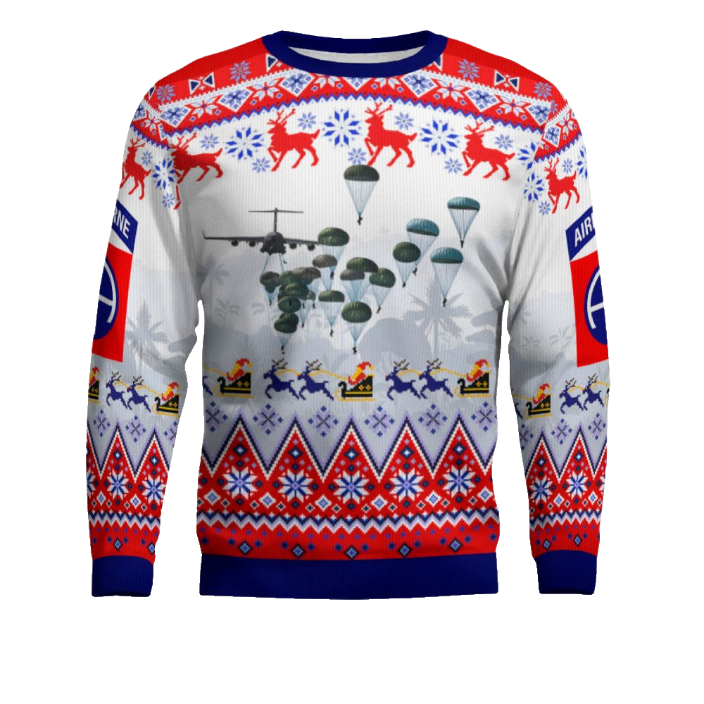 Us Army Paratroopers With The 82Nd Airborne Division Parachute Red Ugly Christmas Sweater – Moonbestprint