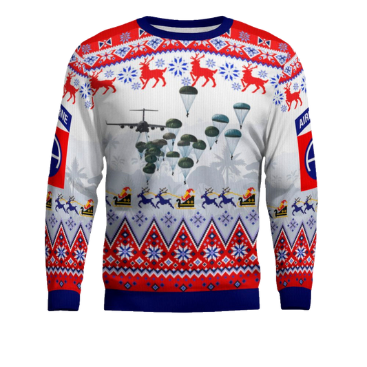 Us Army Paratroopers With The 82Nd Airborne Division Parachute Red Ugly Christmas Sweater – Moonbestprint
