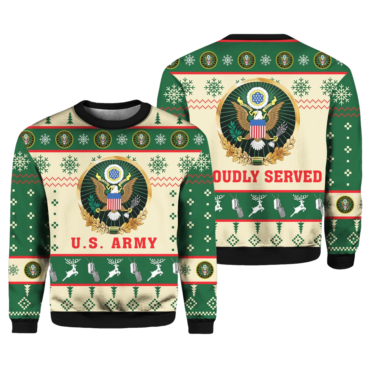 US Army Proudly Served Veterans Ugly Christmas Sweater - Moonbestprint