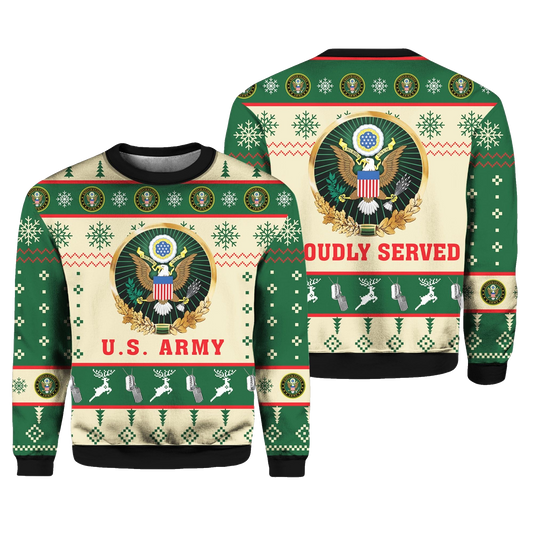 US Army Proudly Served Veterans Ugly Christmas Sweater - Moonbestprint