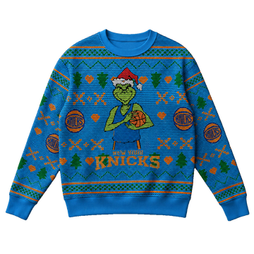 Unisex New York Knicks Grinch Ugly Christmas Sweater 2026 for Basketball Fans – Moonbestprint