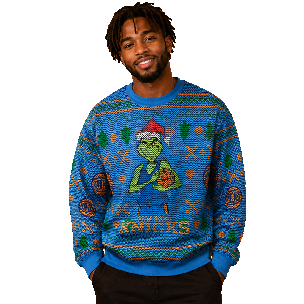Unisex New York Knicks Grinch Ugly Christmas Sweater 2026 for Basketball Fans – Moonbestprint
