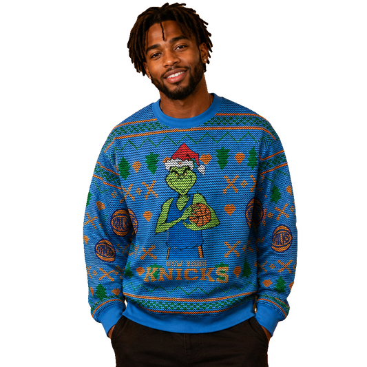 Unisex New York Knicks Grinch Ugly Christmas Sweater 2026 for Basketball Fans – Moonbestprint