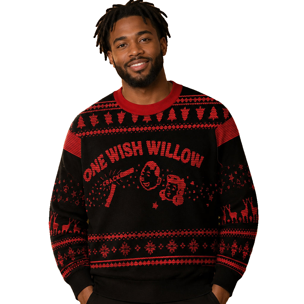 Unisex Obsession 2026 One Wish Willow Ugly Christmas Sweater for Horror Fans – Moonbestprint