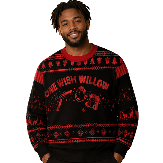 Unisex Obsession 2026 One Wish Willow Ugly Christmas Sweater for Horror Fans – Moonbestprint