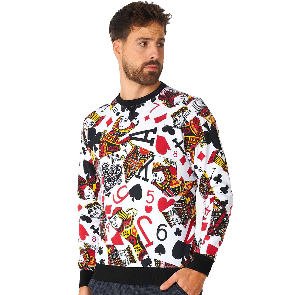 Unisex King of Clubs Ugly Christmas Sweater 2026 for Card Game Fans – Moonbestprint