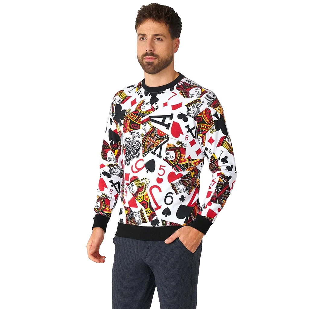 Unisex King of Clubs Ugly Christmas Sweater 2026 for Card Game Fans – Moonbestprint