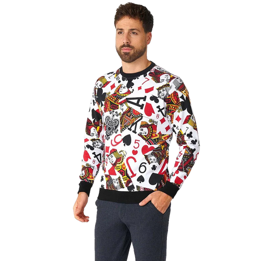 Unisex King of Clubs Ugly Christmas Sweater 2026 for Card Game Fans – Moonbestprint