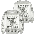 Unisex Funny Raccoon Rollin’ Into 2026 Christmas Ugly Sweater for Christmas Fans – Moonbestprint