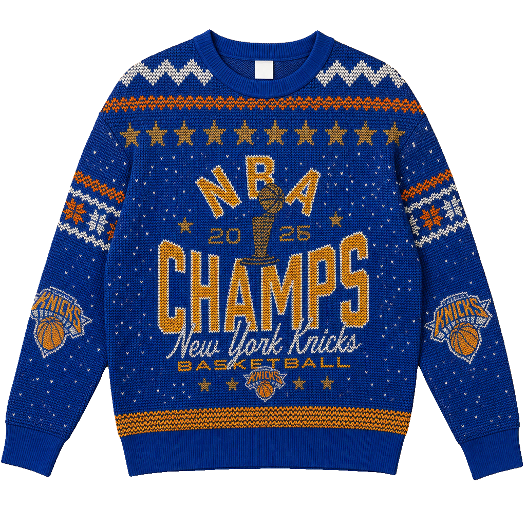 Unisex New York Knicks 2026 Finals Champions Ugly Christmas Sweater for Basketball Fans – Moonbestprint