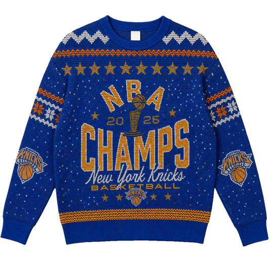 Unisex New York Knicks 2026 Finals Champions Ugly Christmas Sweater for Basketball Fans – Moonbestprint