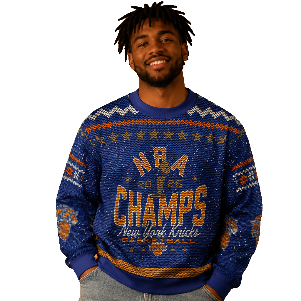 Unisex New York Knicks 2026 Finals Champions Ugly Christmas Sweater for Basketball Fans – Moonbestprint