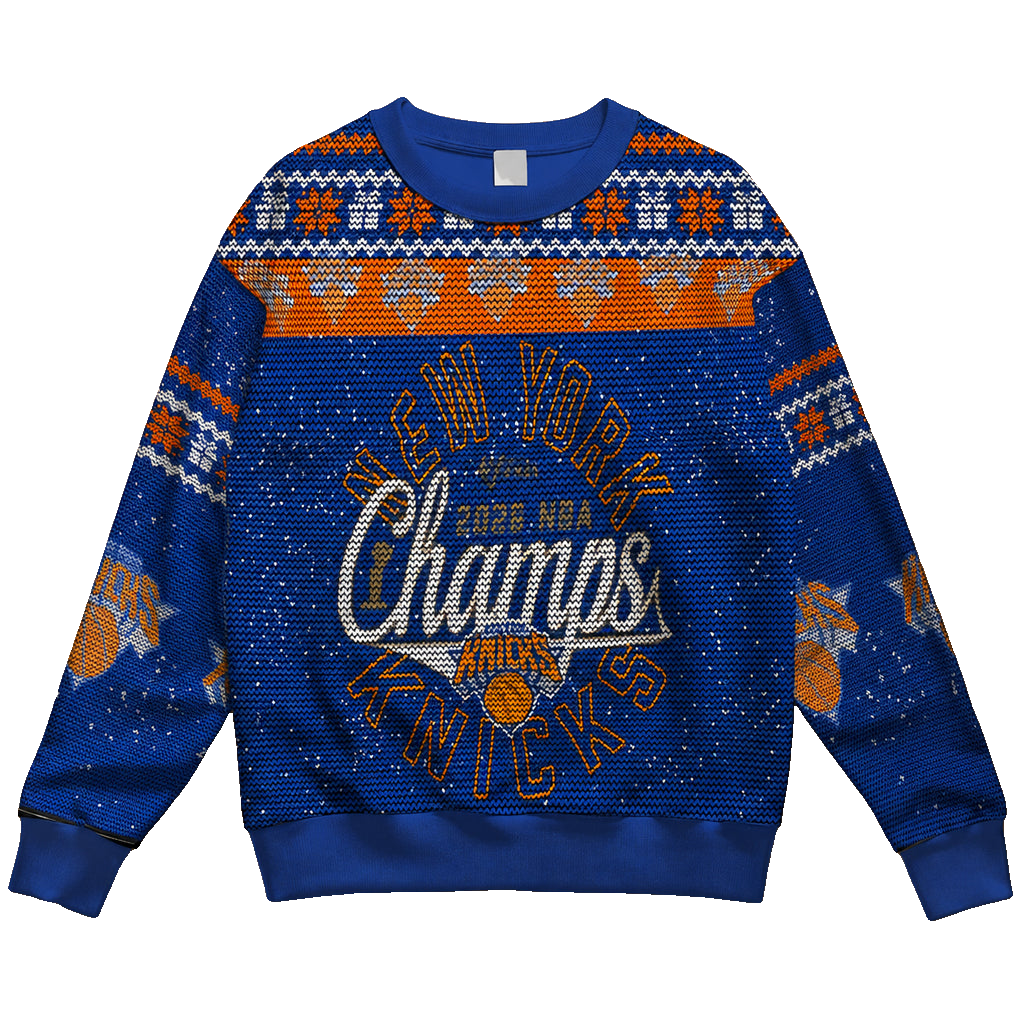 Unisex New York Knicks Champions 2026 Ugly Christmas Sweater for Basketball Fans – Moonbestprint
