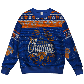 Unisex New York Knicks Champions 2026 Ugly Christmas Sweater for Basketball Fans – Moonbestprint