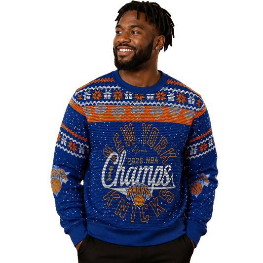 Unisex New York Knicks Champions 2026 Ugly Christmas Sweater for Basketball Fans – Moonbestprint