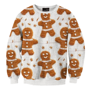 Unisex Christmas Gingerbread Man Printed Ugly Christmas Sweater - Moonbestprint