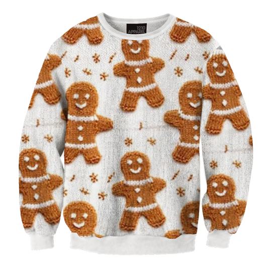 Unisex Christmas Gingerbread Man Printed Ugly Christmas Sweater - Moonbestprint