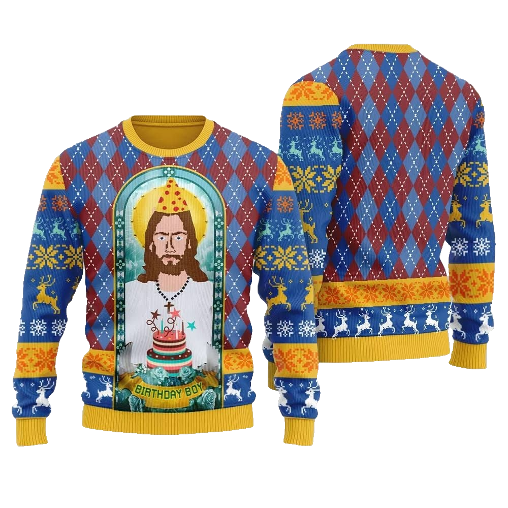 Unique Jesus Birthday Boy Ugly Sweater Christmas 2026 - Moonbestprint