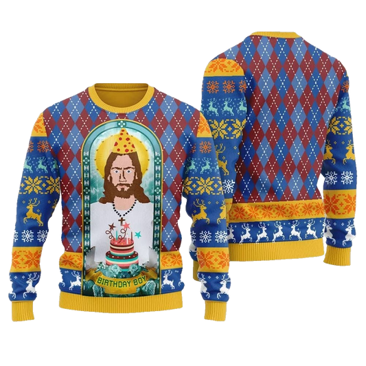 Unique Jesus Birthday Boy Ugly Sweater Christmas 2026 - Moonbestprint