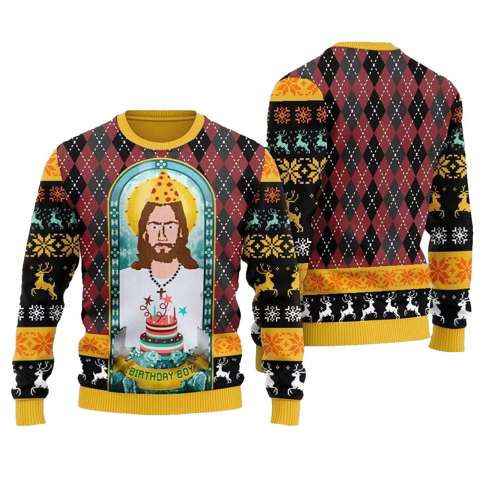 Unique Jesus Birthday Boy Ugly Sweater Christmas 2026 - Moonbestprint