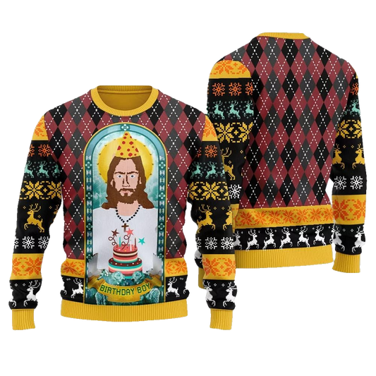 Unique Jesus Birthday Boy Ugly Sweater Christmas 2026 - Moonbestprint