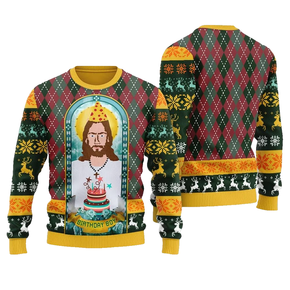 Unique Jesus Birthday Boy Ugly Sweater Christmas 2026 - Moonbestprint