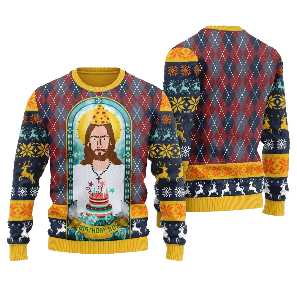 Unique Jesus Birthday Boy Ugly Sweater Christmas 2026 - Moonbestprint
