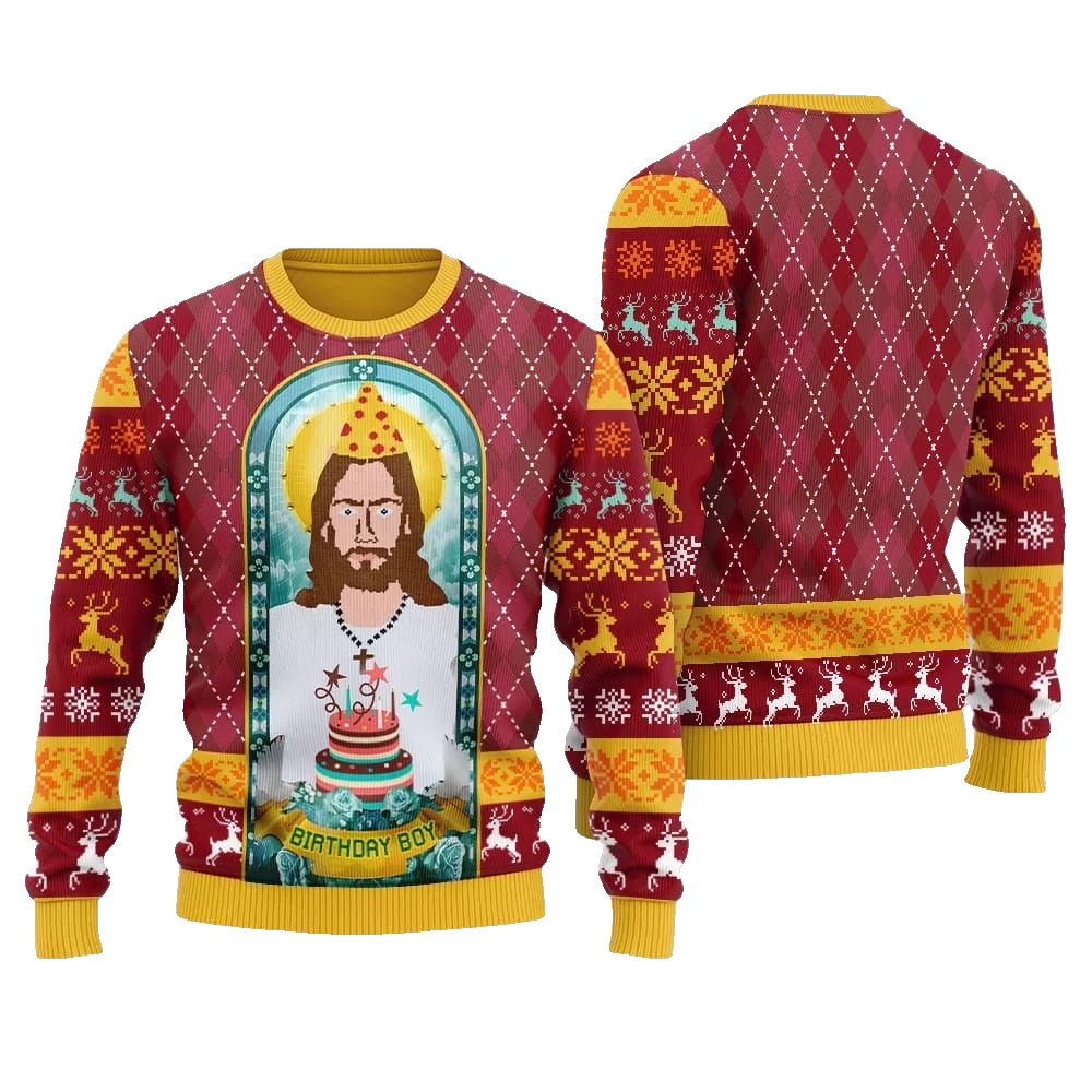 Unique Jesus Birthday Boy Ugly Sweater Christmas 2026 - Moonbestprint