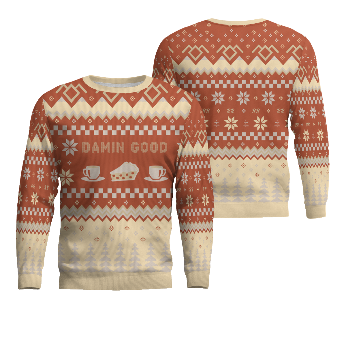 Twin Peaks Damn Good Holiday Ugly Christmas Sweater 2025 Orange – Moonbestprint