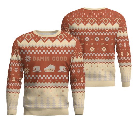 Twin Peaks Damn Good Holiday Ugly Christmas Sweater 2025 Orange – Moonbestprint