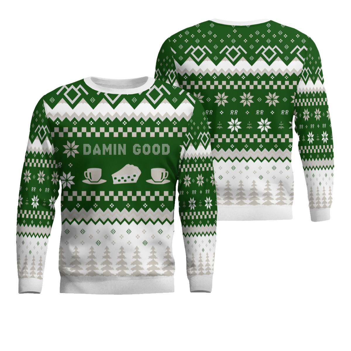 Twin Peaks Damn Good Holiday Ugly Christmas Sweater 2025 Green – Moonbestprint