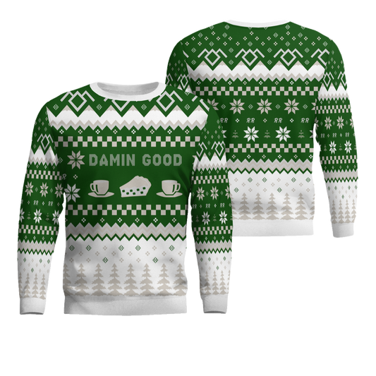 Twin Peaks Damn Good Holiday Ugly Christmas Sweater 2025 Green – Moonbestprint