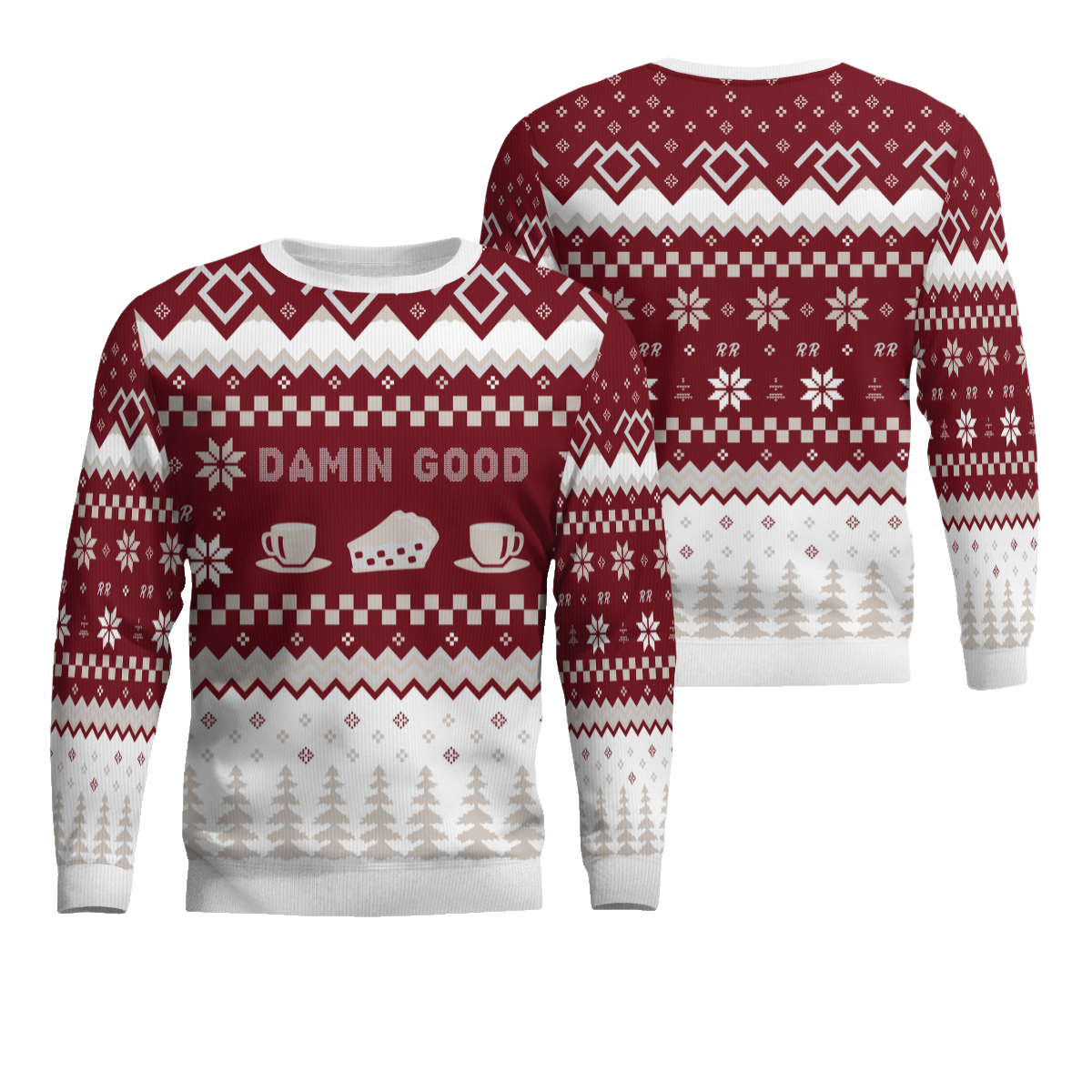 Twin Peaks Damn Good Holiday Ugly Christmas Sweater 2025 Deep Red – Moonbestprint