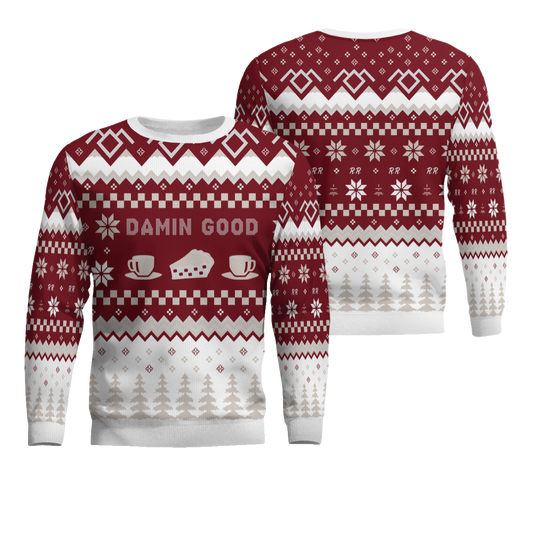 Twin Peaks Damn Good Holiday Ugly Christmas Sweater 2025 Deep Red – Moonbestprint