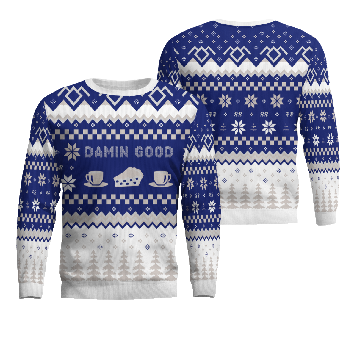 Twin Peaks Damn Good Holiday Ugly Christmas Sweater 2025 Blue – Moonbestprint