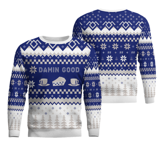 Twin Peaks Damn Good Holiday Ugly Christmas Sweater 2025 Blue – Moonbestprint