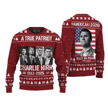 True Patriot Charlie Kirk 1993-2026 Ugly Christmas Sweater - Moonbestprint