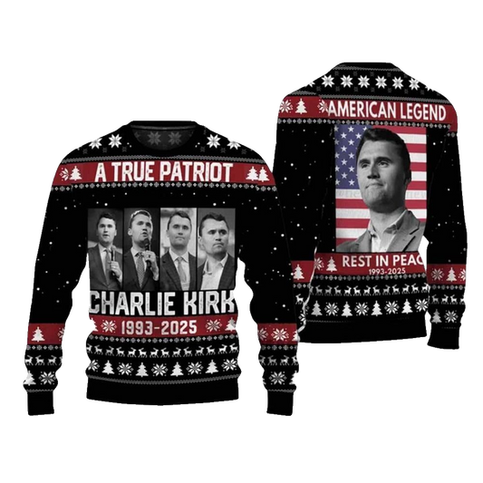 True Patriot Charlie Kirk 1993-2026 Ugly Christmas Sweater - Moonbestprint