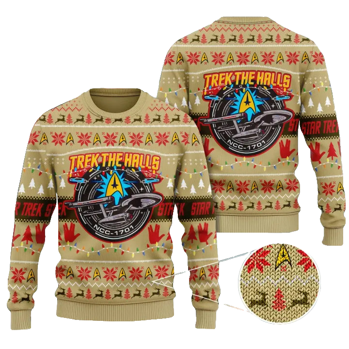 Trek The Halls Star Trek Ugly Sweater – Moonbestprint