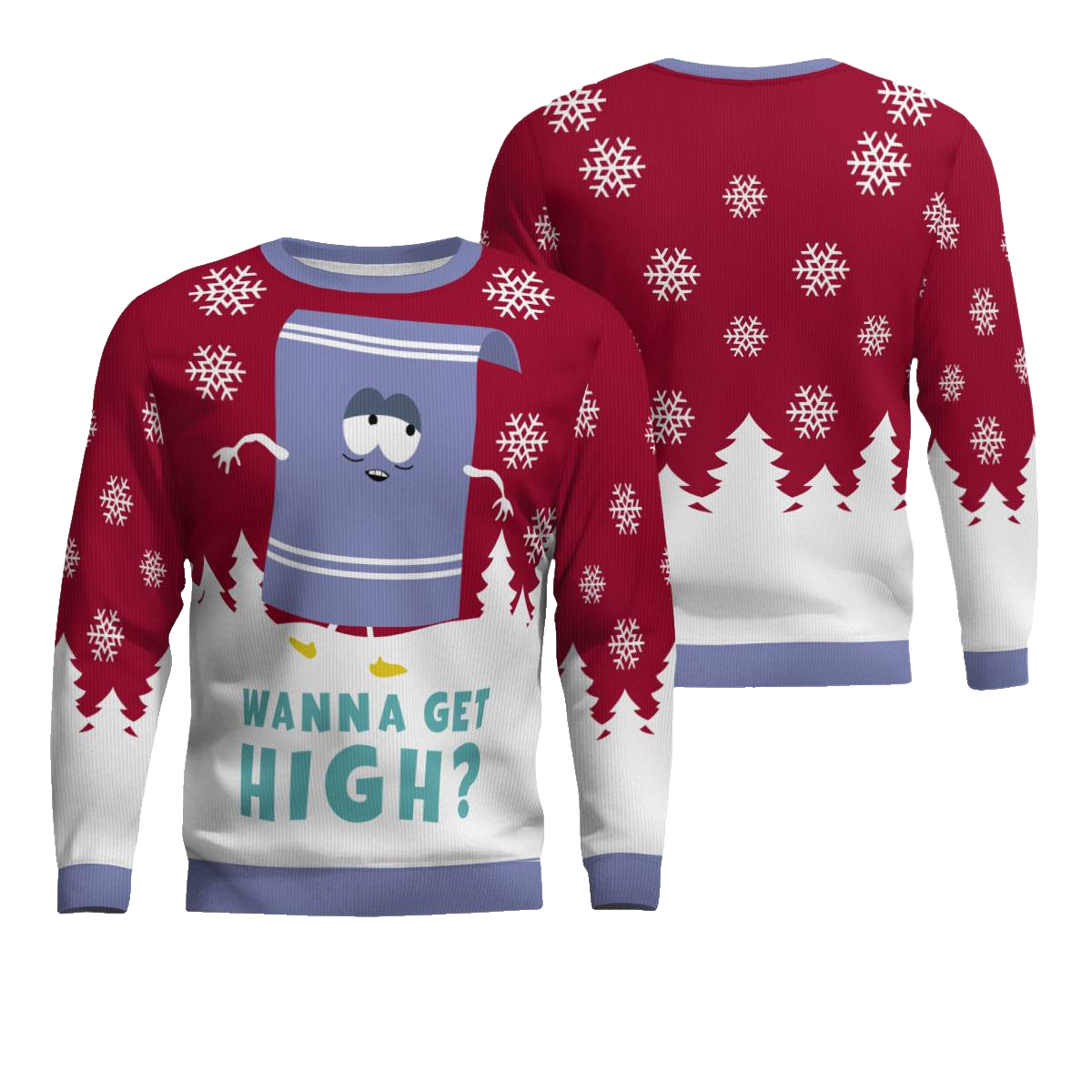 Towelie Red Eyes Wanna Get High Ugly Christmas Sweater Red – Moonbestprint