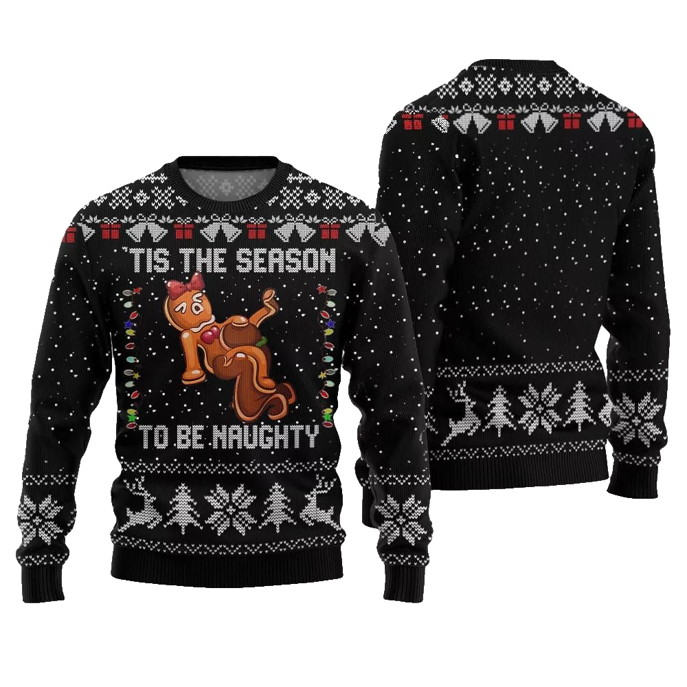 Tis The Season To Be Naughty Ugly Sweater Christmas 2026 - Moonbestprint