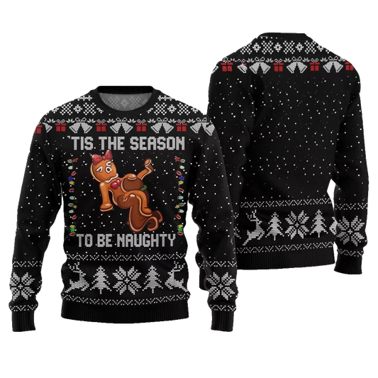 Tis The Season To Be Naughty Ugly Sweater Christmas 2026 - Moonbestprint