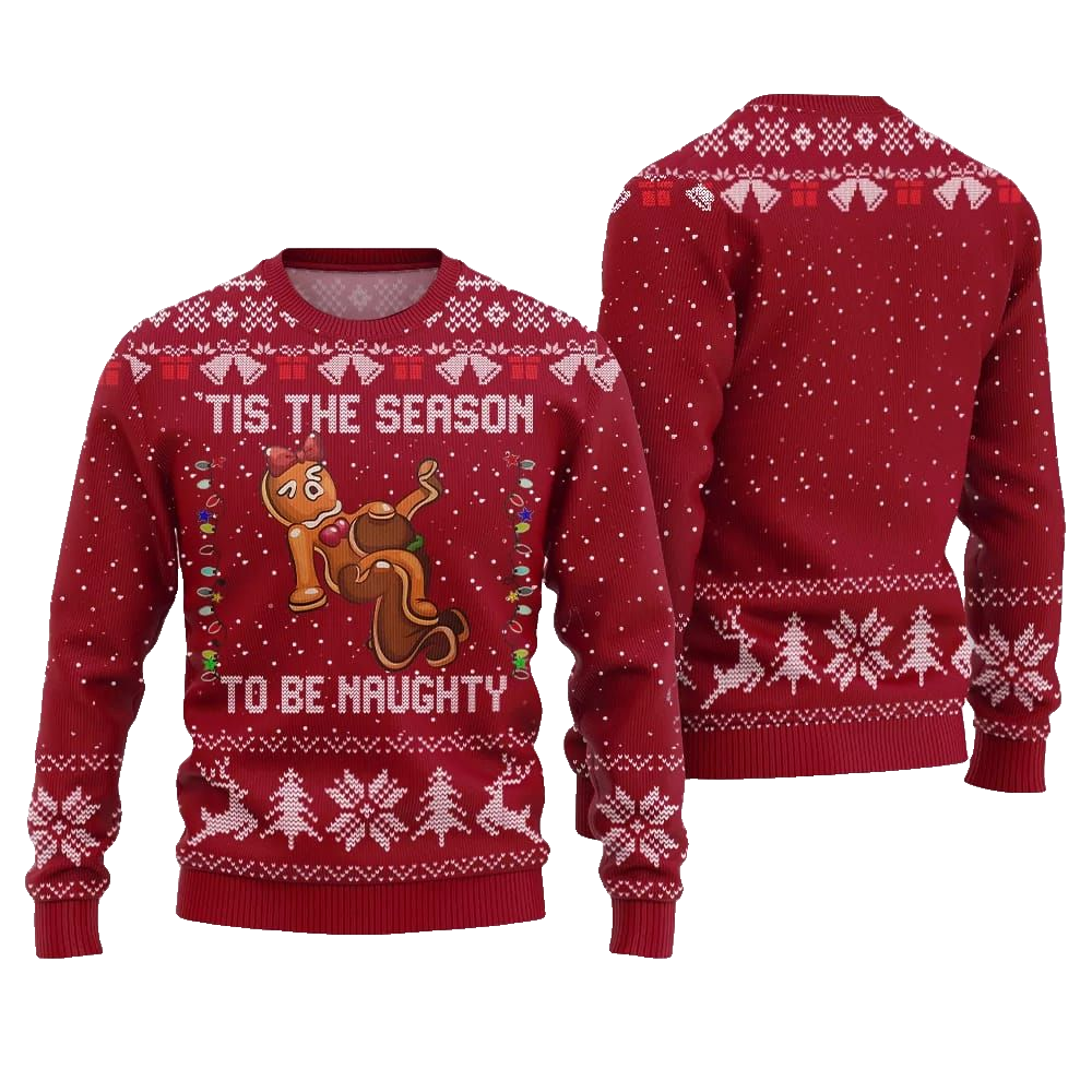Tis The Season To Be Naughty Ugly Sweater Christmas 2026 - Moonbestprint
