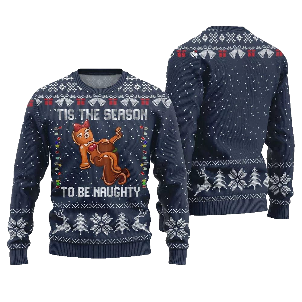 Tis The Season To Be Naughty Ugly Sweater Christmas 2026 - Moonbestprint