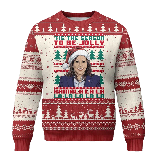 Tis The Season To Be Jolly Kamala La La Ugly Christmas Sweater - Moonbestprint